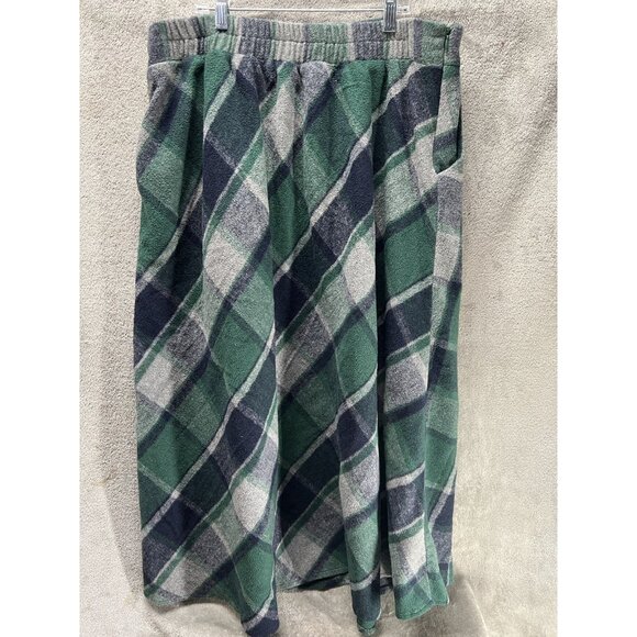 Navy Blue Green Tartan Women’s XXL 2XL Plaid Wool Blend Long  Maxi Skirt Lined - Picture 3 of 3